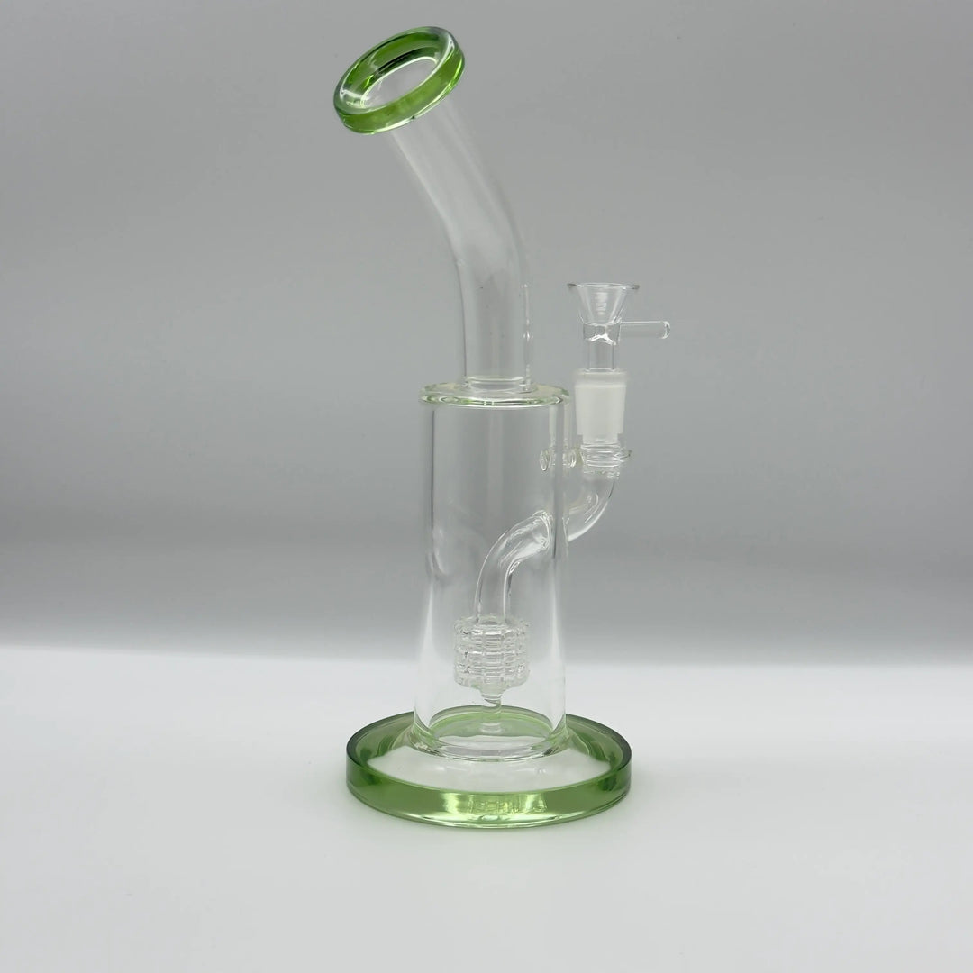 9.8-inch Honeycomb Percolator High Borosilicate Glass Bong with Green Accents