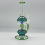 Afbeelding laden in Galerijviewer, 9.8-inch Green &amp; Blue Accent Recycler High Borosilicate Glass Bong
