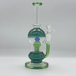 Afbeelding laden in Galerijviewer, 9.8-inch Green &amp; Blue Accent Recycler High Borosilicate Glass Bong
