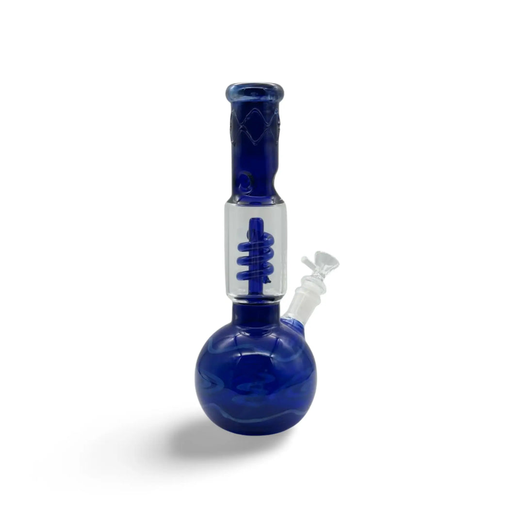 Blauwe spiraal percolator glazen bong