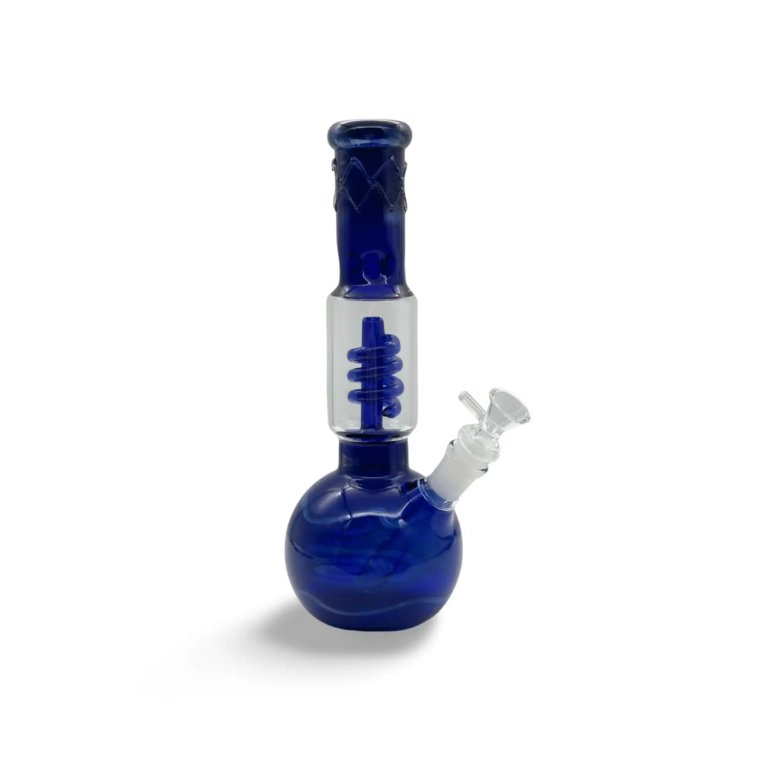 Blauwe spiraal percolator glazen bong